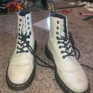 Glitter white doc martens